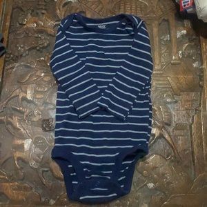 Navy striped long sleeve onesie